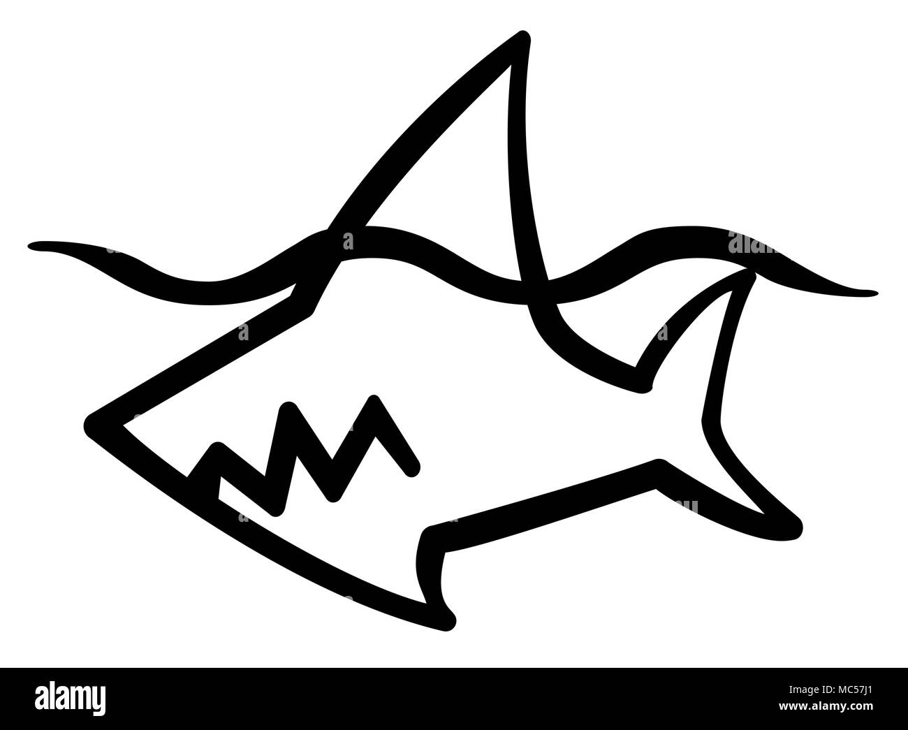 Hai schwimmen stilisierte Schablone schwarz, Vector Illustration, horizontal, isoliert Stock Vektor