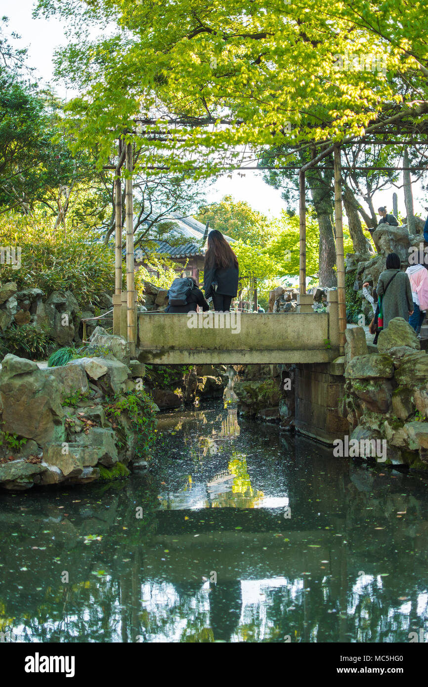 Die schöne friedliche Harmonie Garten von Suzhou, chine. april, 2018 Stockfoto