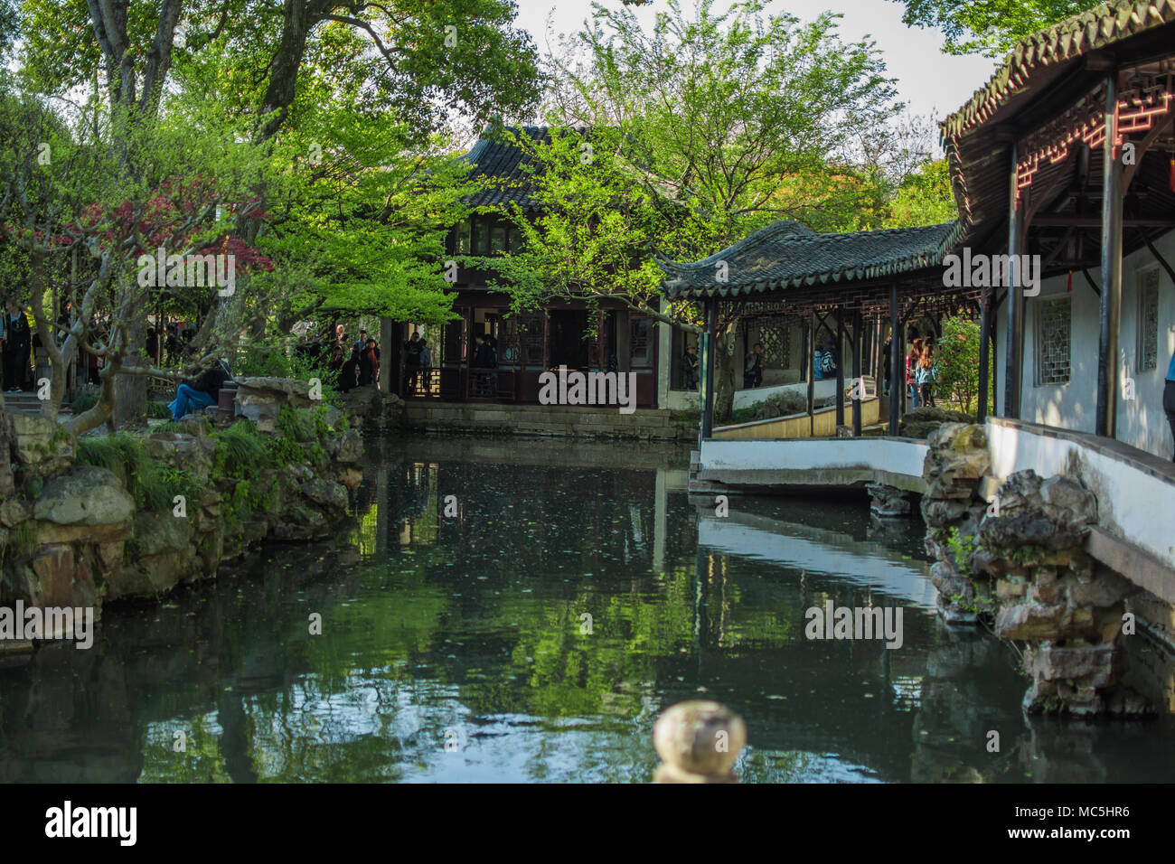 Die schöne friedliche Harmonie Garten von Suzhou, chine. april, 2018 Stockfoto