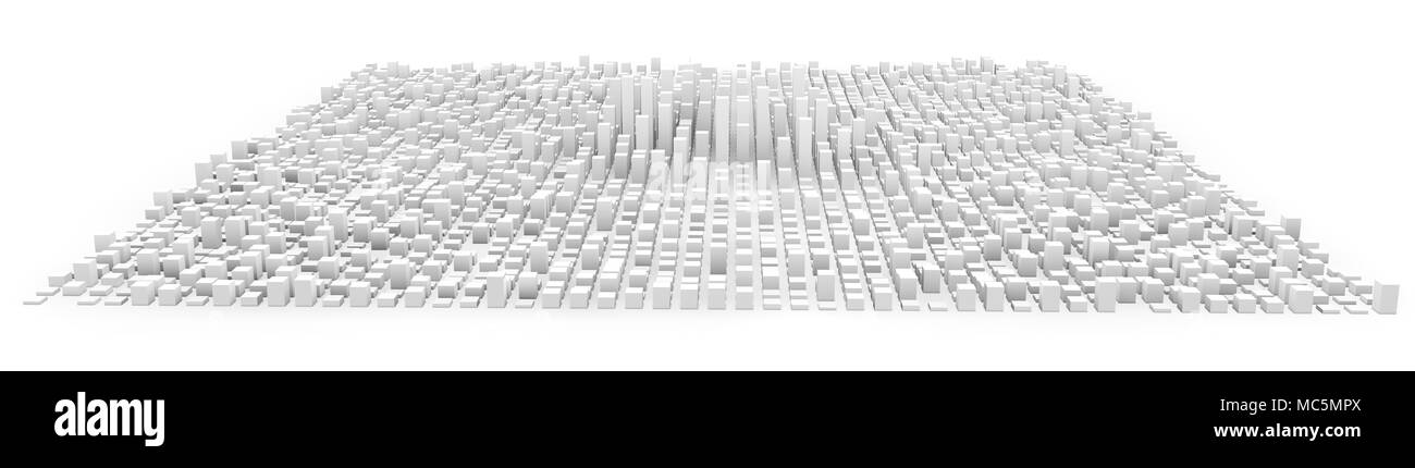 Weiße Stadt aus Würfel 3D Rendering isoliert Stockfoto
