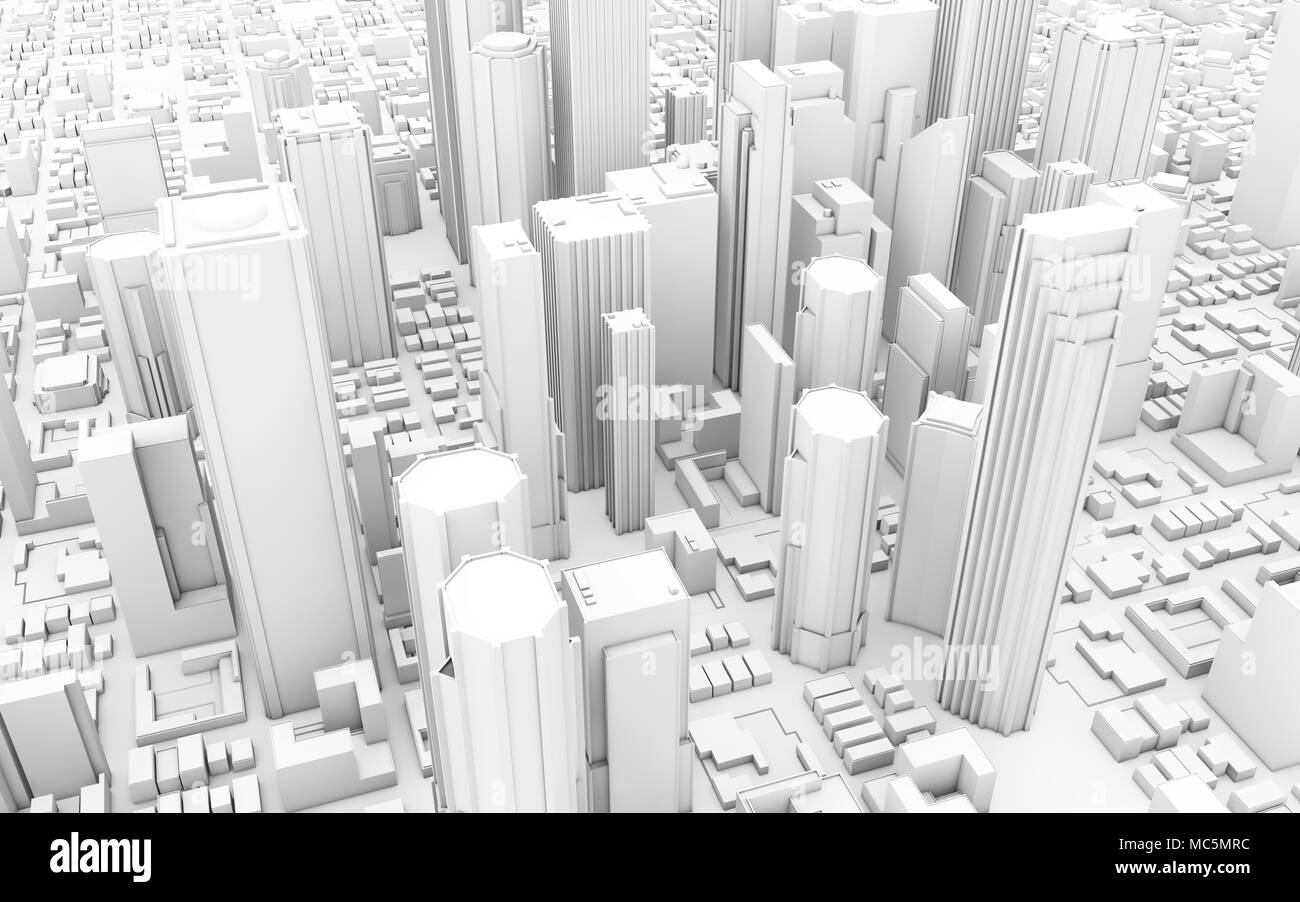 3D-Rendering für eine City Downtown Stockfoto