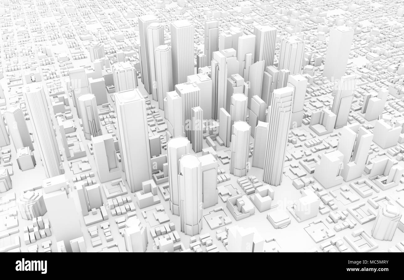 3D-Rendering der weißen Stadt Stockfoto