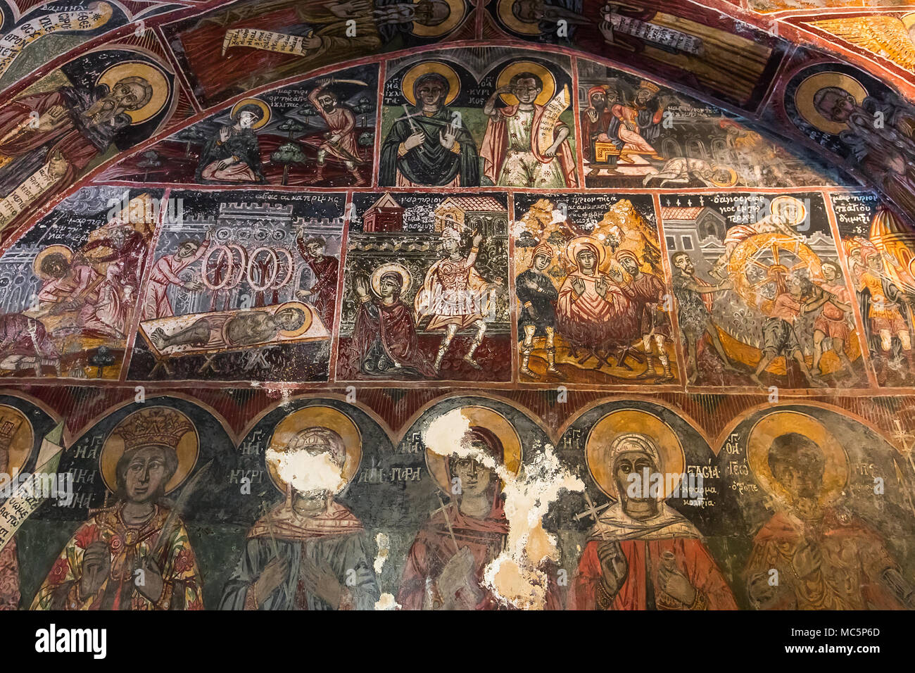 ITILO, Griechenland, 16. SEPTEMBER 2017: Fresken im Kloster von Dekoulon, 16. September 2017, in Itilo Peloponnes, Griechenland Stockfoto