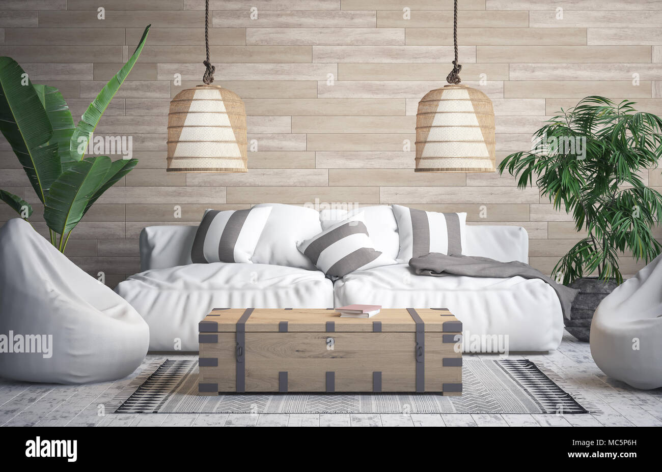 Tropische Interieur Hintergrund, 3D-Rendering Stockfoto, Bild ... Tropische Interieur Hintergrund, 3D-Rendering Stockfoto, Bild ...