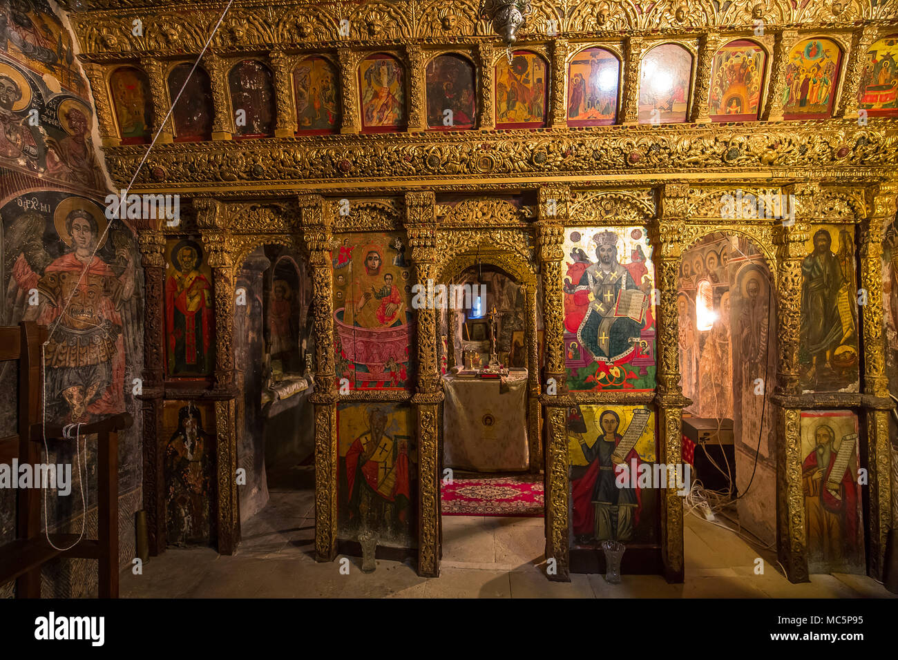 ITILO, Griechenland, 16. SEPTEMBER 2017: Fresken im Kloster von Dekoulon, 16. September 2017, in Itilo Peloponnes, Griechenland Stockfoto