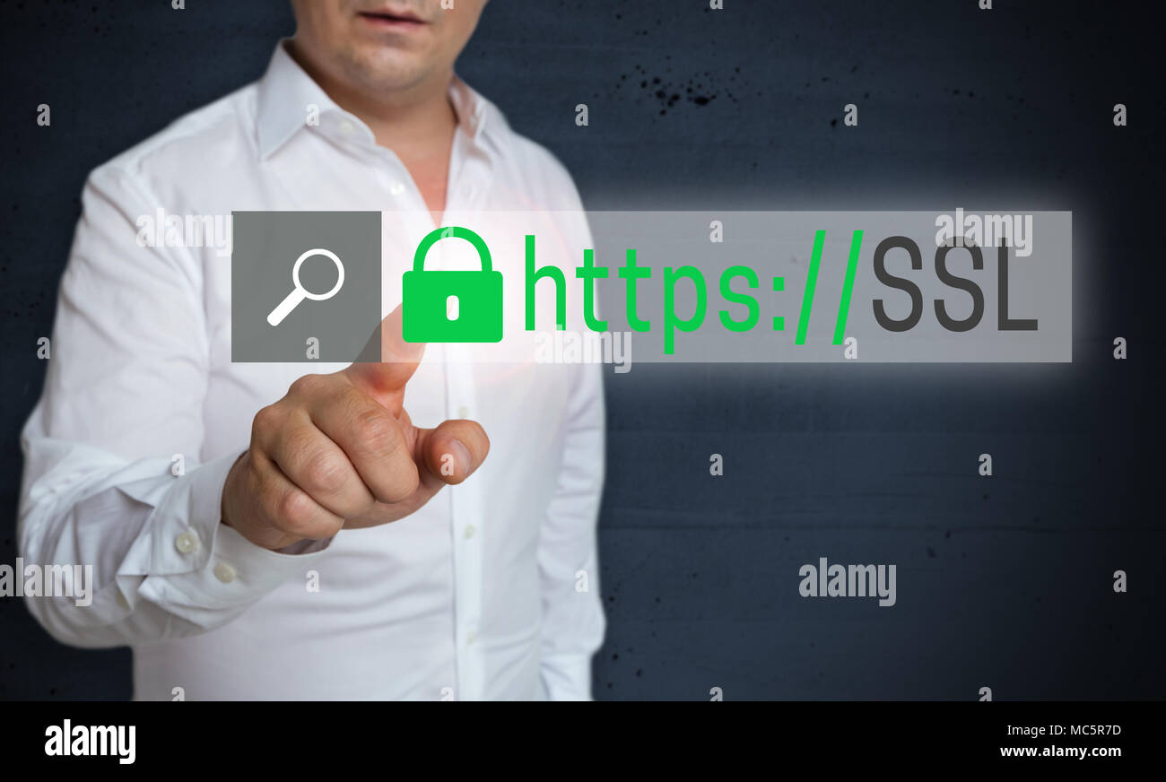 SLL browser Touch Screen wird vom Menschen Konzept betrieben. Stockfoto