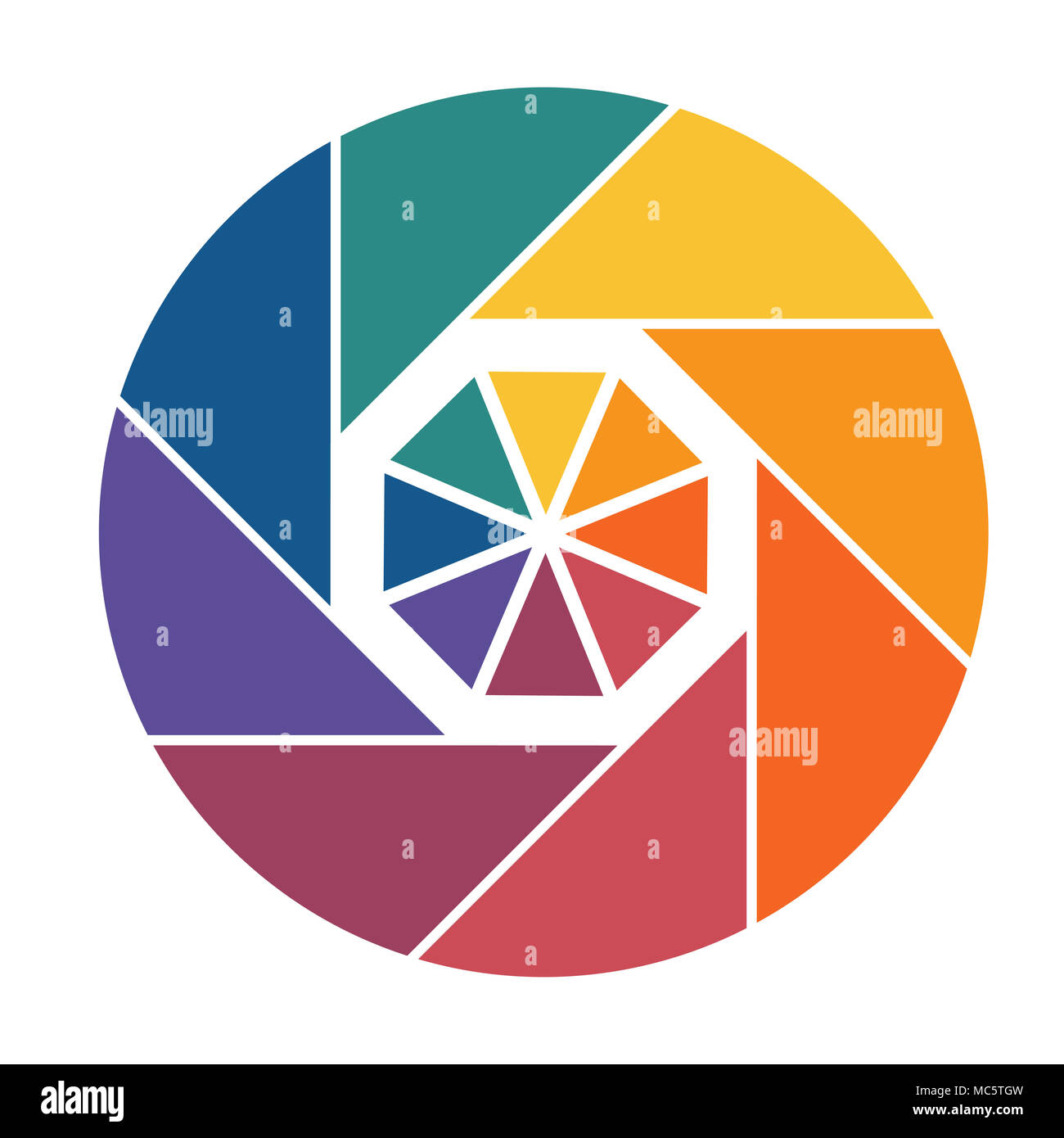 Kreisdiagramm für Schritt für Schritt Prozesse, 8 farbige identische Teile des Kreises. Moderne Vorlage für Infografiken. Stockfoto