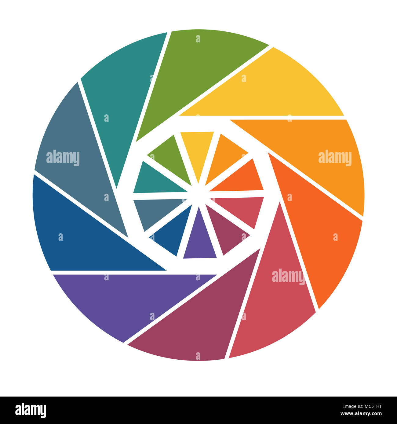 Kreisdiagramm für Schritt für Schritt Prozesse, 10 Farbe identische Teile des Kreises. Moderne Vorlage für Infografiken. Stockfoto