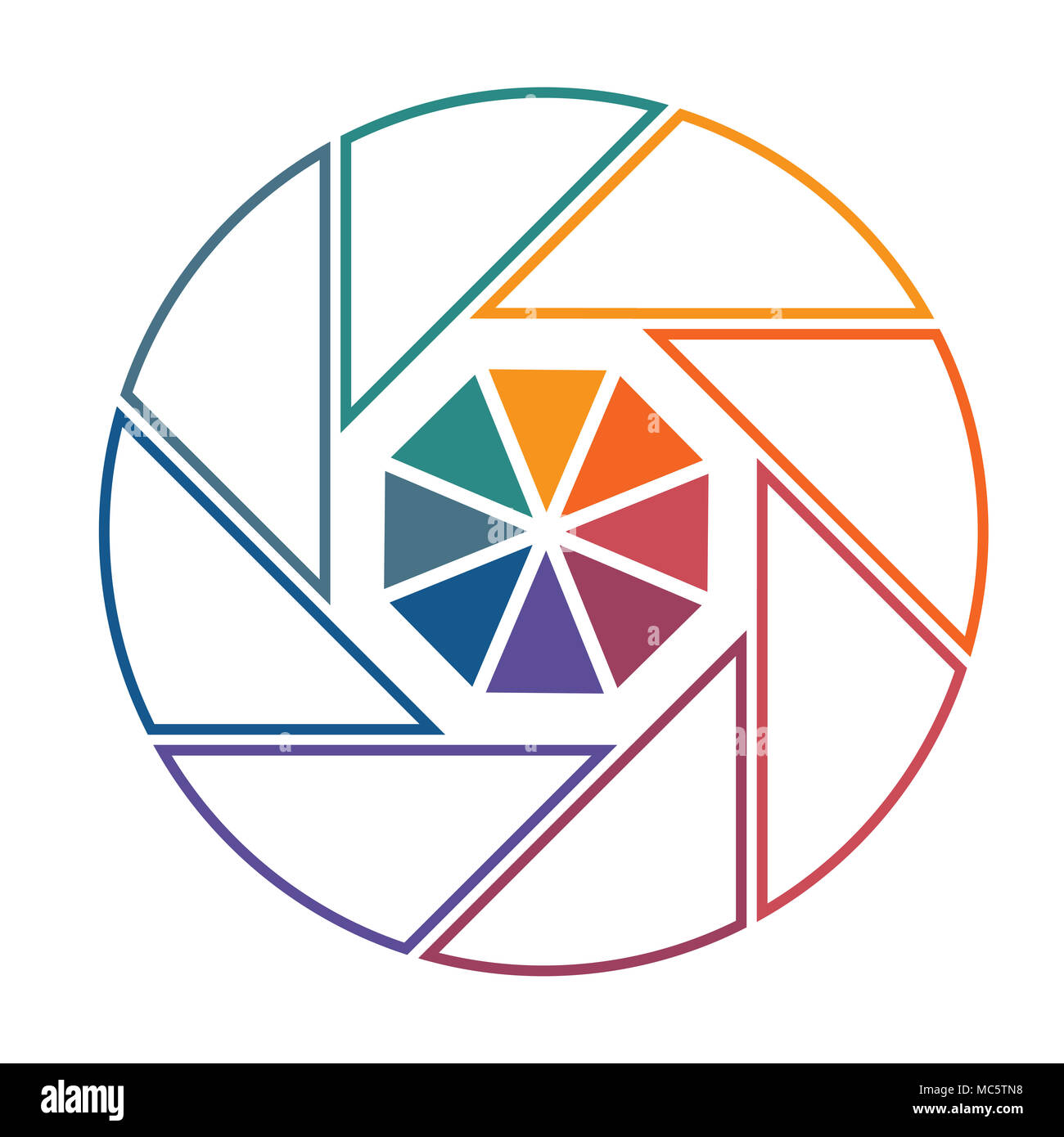 Kreisdiagramm auf weißem Hintergrund aus der Linie für 8 Optionen Vorlage Infografiken. Stockfoto