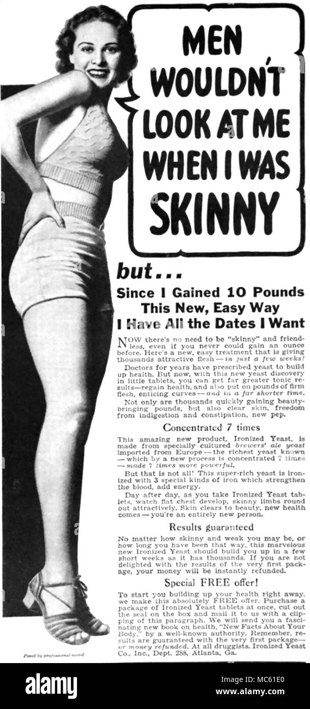 Diät amerikanische Werbespot über 1948 Förderung der Gewichtszunahme. Stockfoto