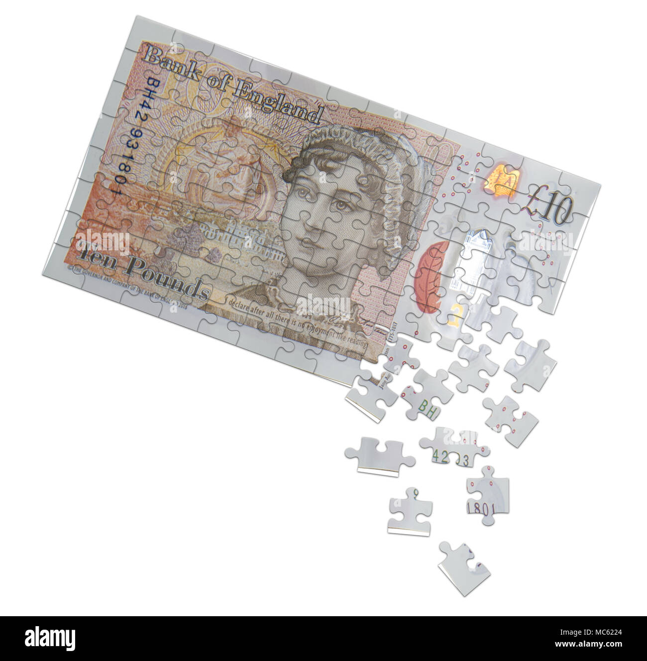 Konzept Bild der Zerfall des britischen Banknoten Stockfoto