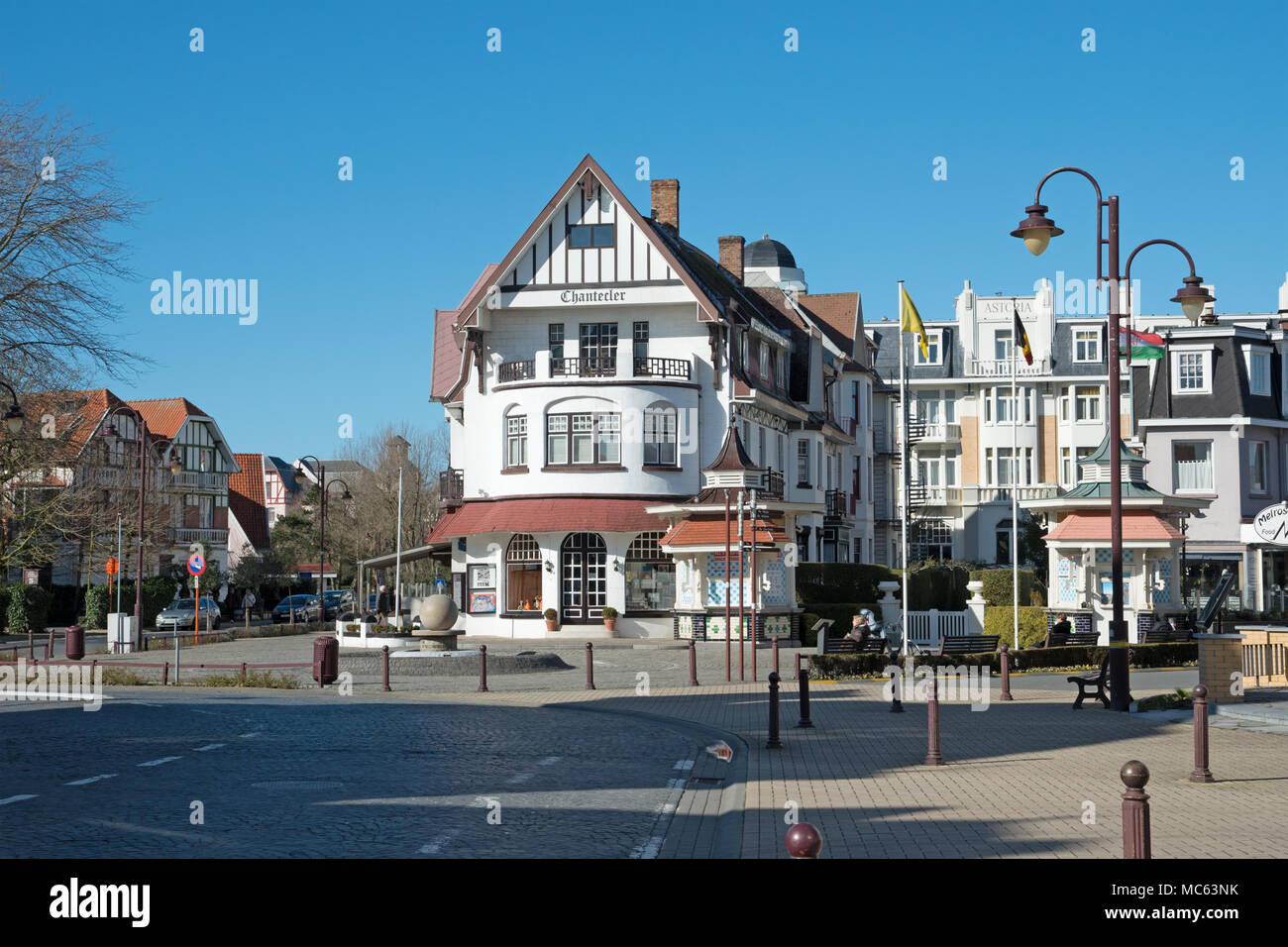Street im Stadtzentrum pf die Stadt Le Coq am 4. März 2016 in Belgien Stockfoto