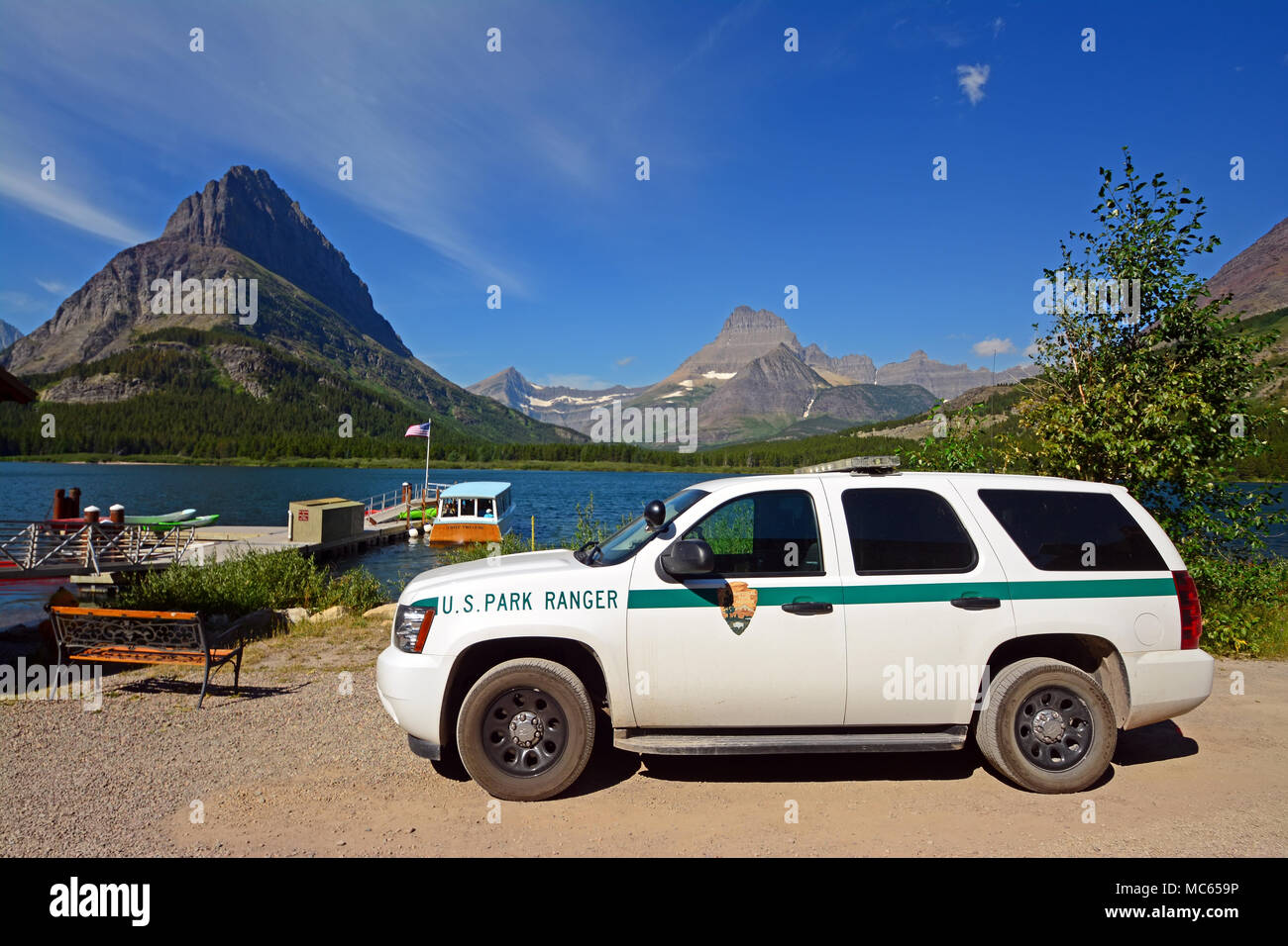 Swiftcurrent Lake, Glacier National Park, Montana Stockfoto