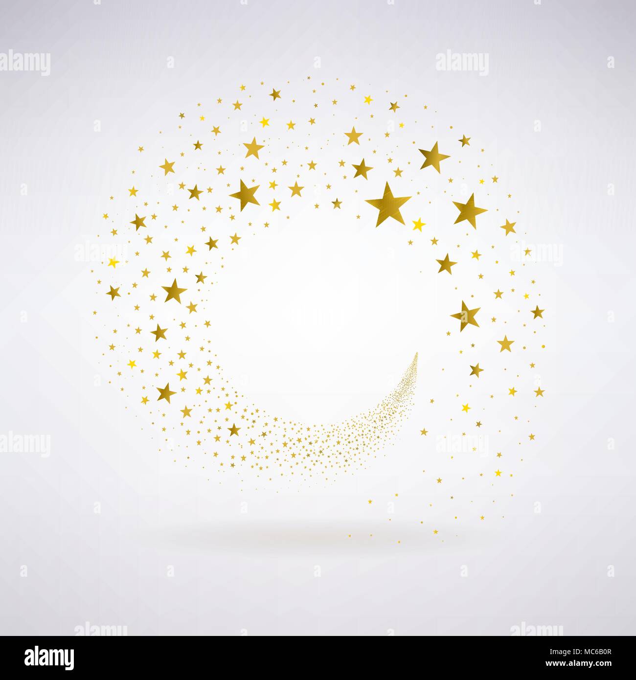 Auflage von goldenen Sternen auf einen hellen Hintergrund Stock Vektor