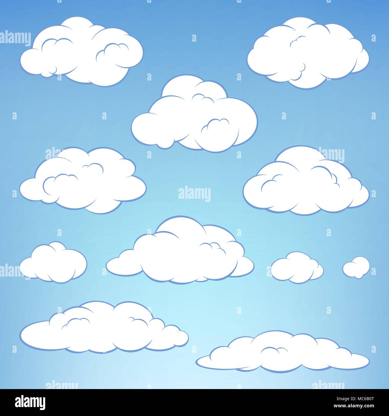 Einstellen der Wolken gegen den blauen Himmel Stock Vektor