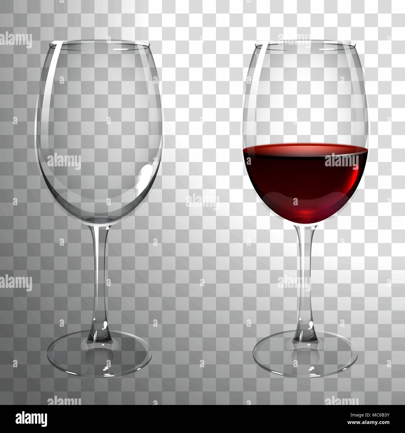 Glas Rotwein auf einem transparenten Hintergrund Stock Vektor