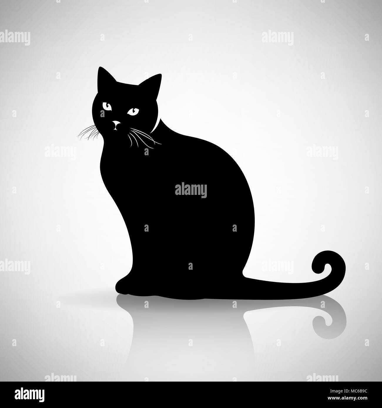 Silhouette einer Katze sitzt auf einem hellen Hintergrund Stock Vektor