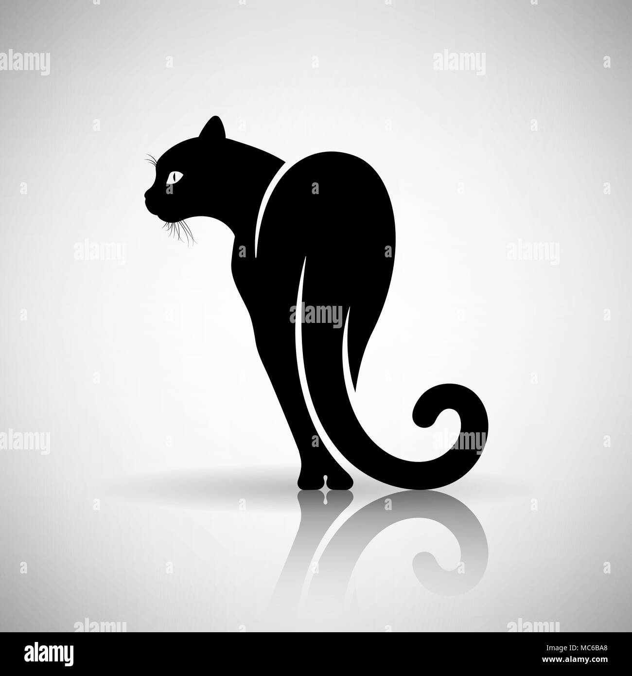 Stilisierte schwarze Katze auf einem hellen Hintergrund Stock Vektor