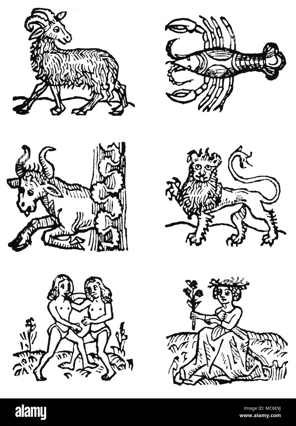 Astrologie Tierkreiszeichen Sechs Bilder Von Den Zwolf Zeichen Des Tierkreises Widder Stier Zwillinge Krebs Lowe Und