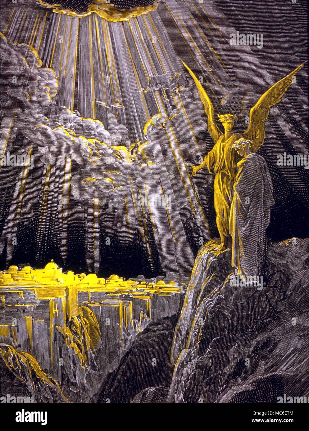 Engel - einer der Erzengel, Hl. Johannes, eine Vision von der heiligen Stadt. Gravur nach Dore. Aus der Bibel "Mehr". Späten Viktorianischen Stockfoto