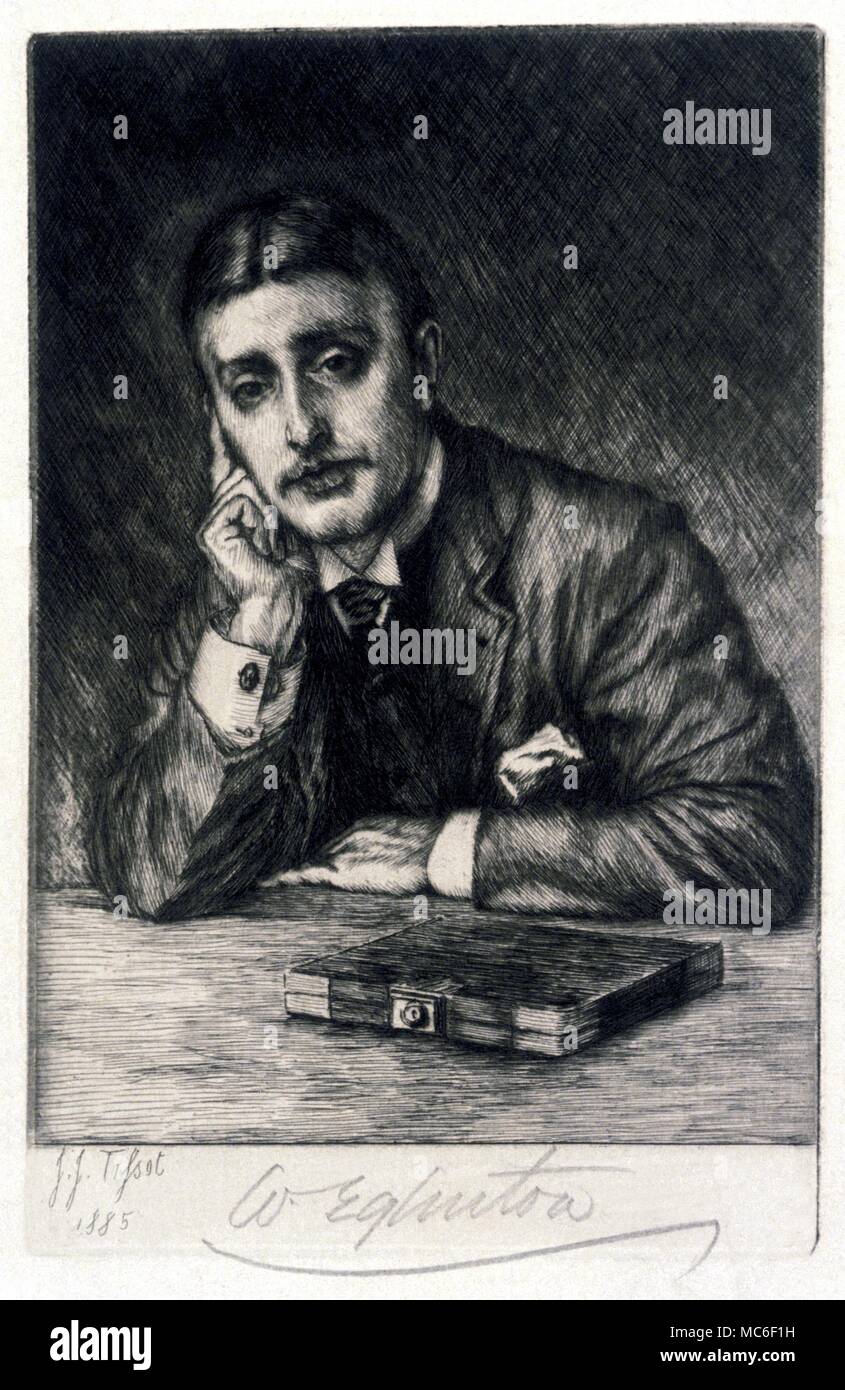 Okkultisten geätzt Portrait von Eglinton, Tissot, 1885. Diese radierung ist durch Eglinton, der vielleicht berühmteste psychisches Mittel des 19. Jahrhunderts unterzeichnet. Stockfoto