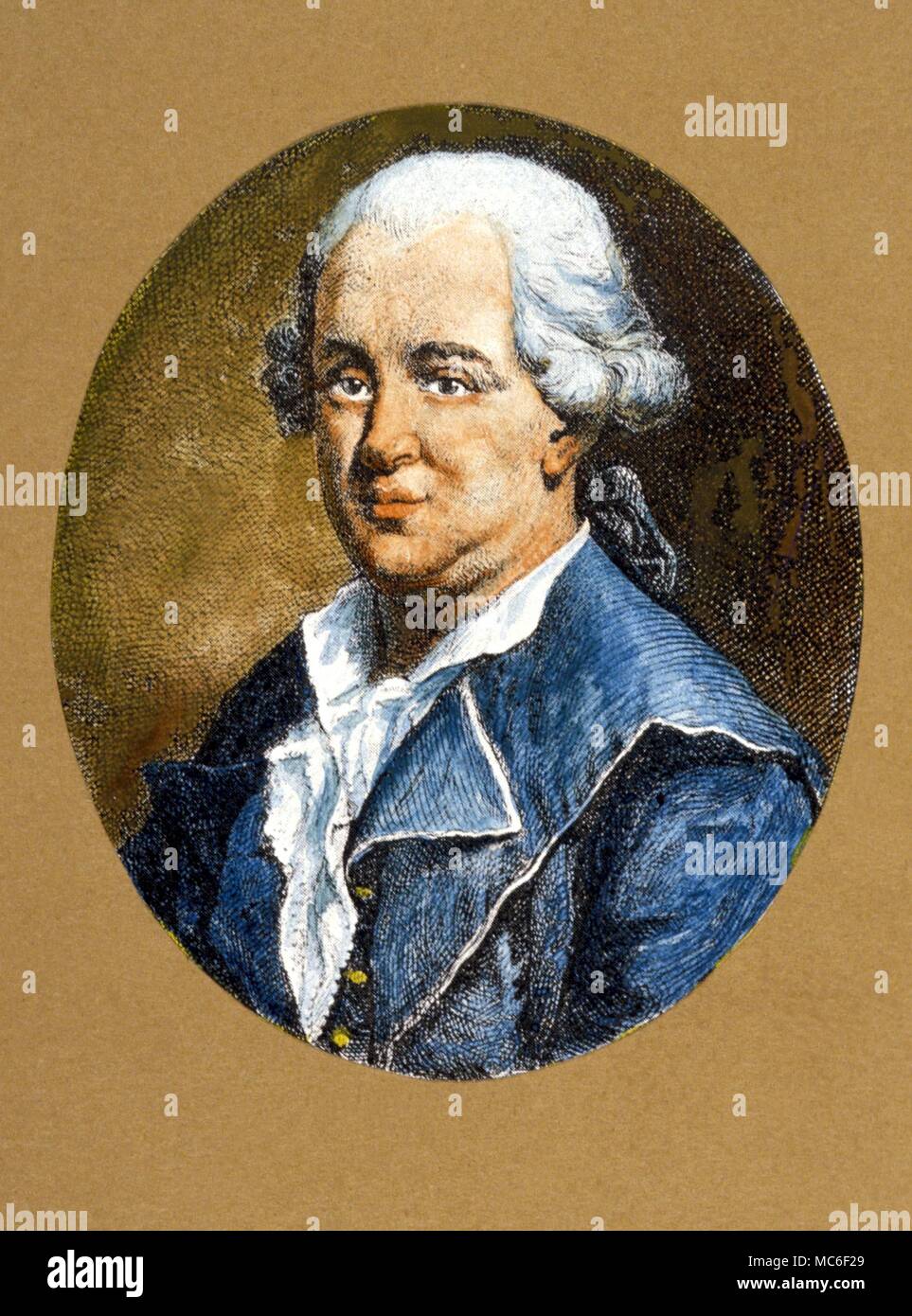 Okkultisten Portrait von Franz Anton Mesmer (1733-1815), der mesmerist und hypnosist, Befürworter der sogenannten Animal-Fluid oder Animla Magnetismus. Seine Doktorarbeit war e Planetarum Inflexu', 1766 ' Stockfoto