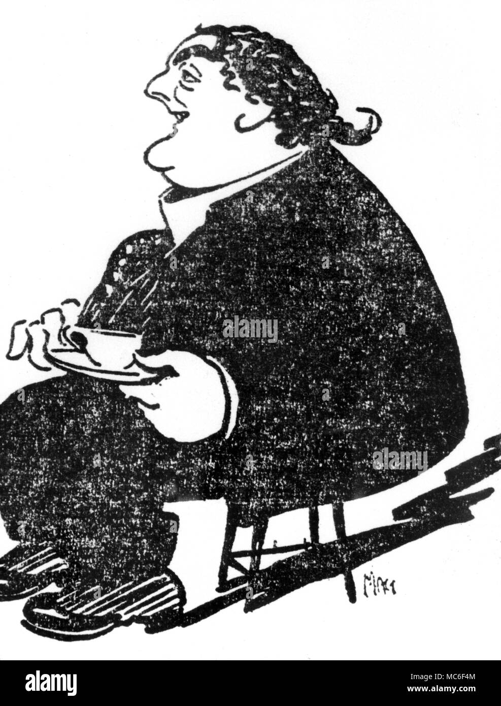 Montague Summers, der Autor von vielen bookson Hexerei und Dämonologie. Cartoon von Matthew Sandford, ca. 1924 Stockfoto