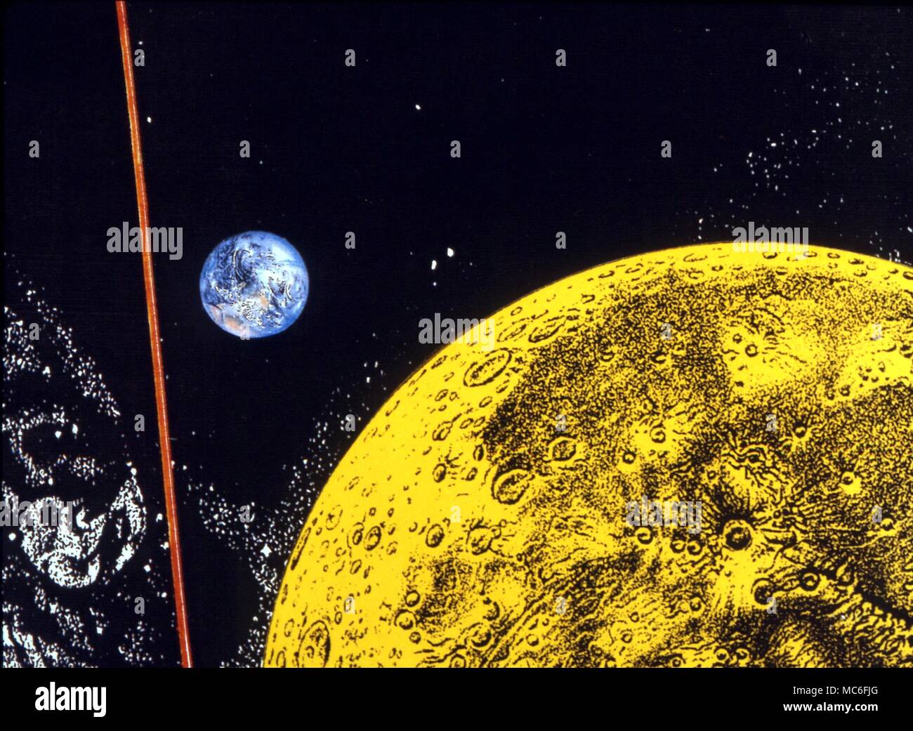 Planeten Erde Gestaltungsarbeit Darstellung des Planeten Erde, den Blick über den Rand des Mondes Stockfoto