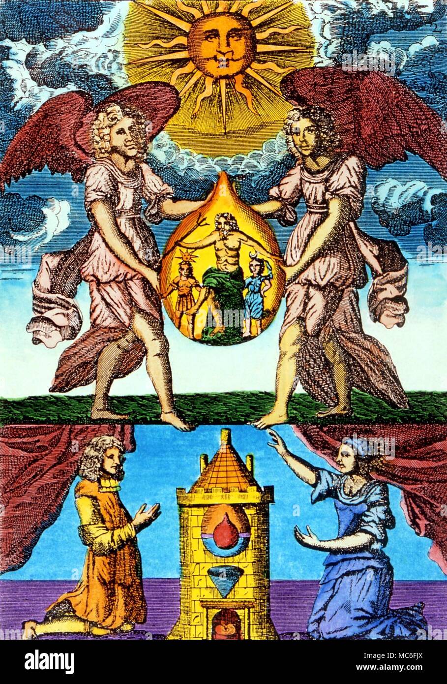 Planeten - Neptun Platte 2 aus der alchemistischen Bild-Buch, Die "utus Liber' mit dem Bild des Neptun in der Mitte Stockfoto