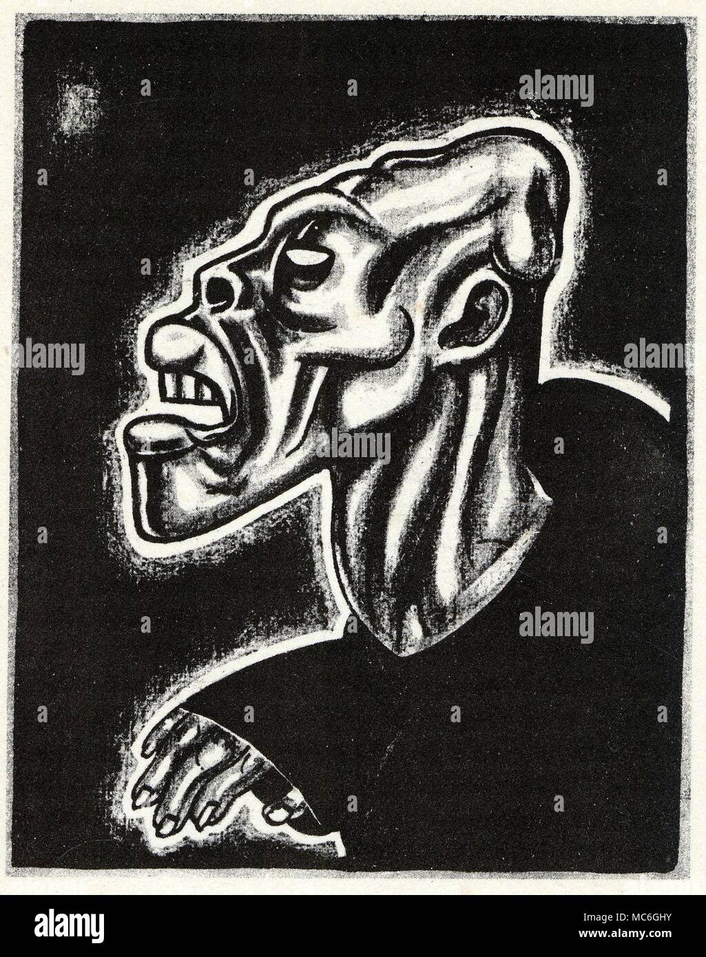 VOODOO-OUANGA ein Mann zum Tod durch den Voodoo Tod gekennzeichnet - Fluch ouanga, oder Zauber. Abbildung von A.König, bei W.B. Seabrook, die magische Insel, 1929. Stockfoto