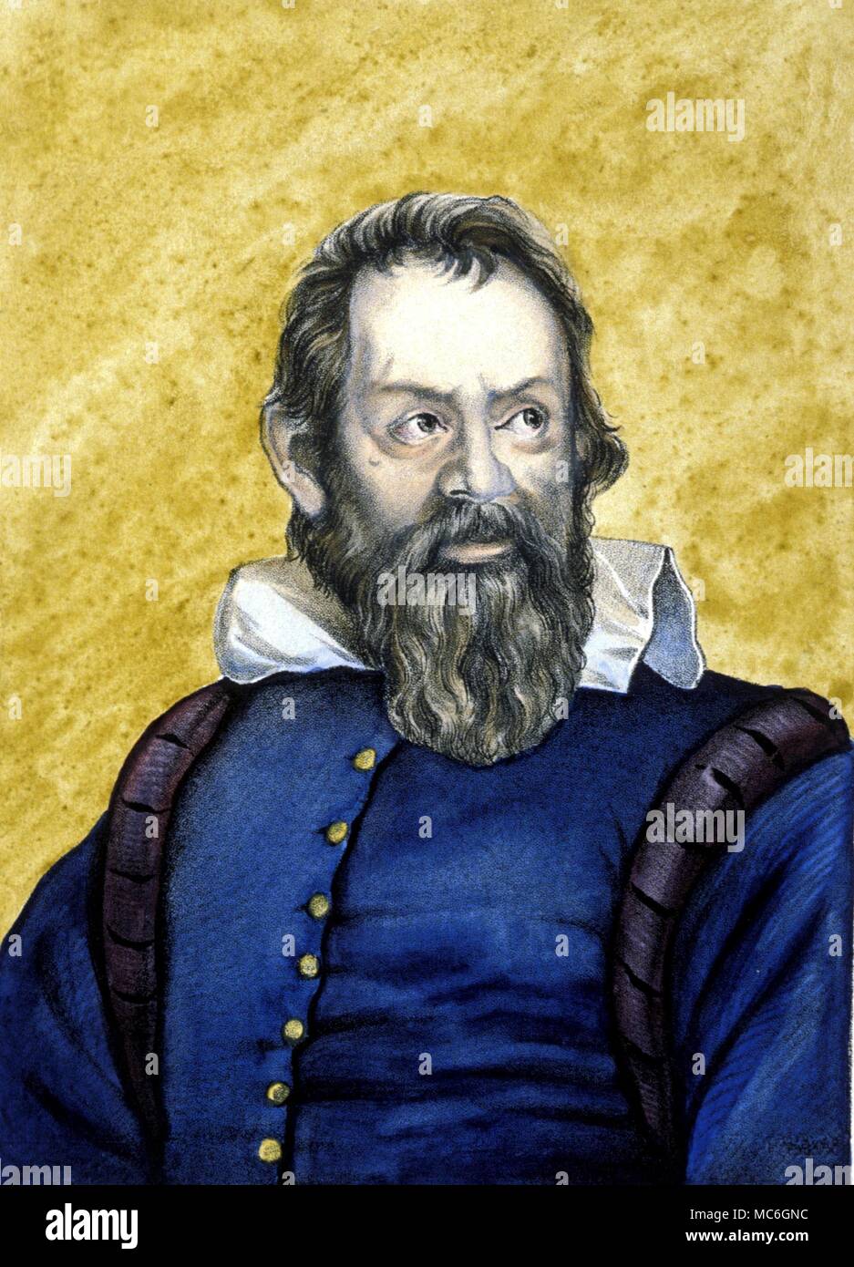 Galileo Galilei (1564-1642) Galileo Gesetze der Bewegung, die mit der Alten 'Ansicht widersprach formuliert. Er setzte sich für die Heliozentrische Hypothese Stockfoto