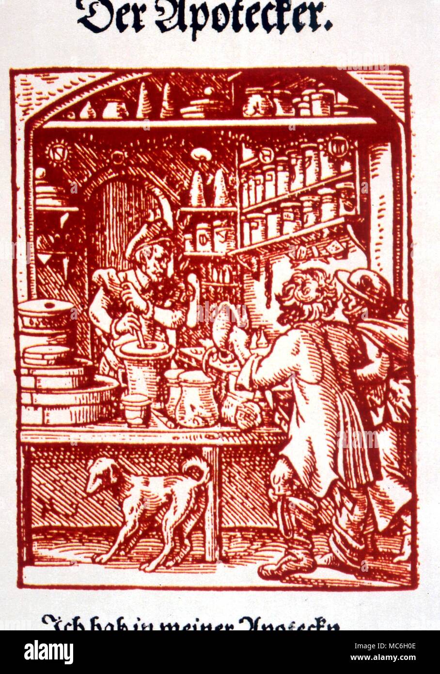 Der Chemiker" aus dem Deutschen Prospekt. Anfang des 16. Jahrhunderts Stockfoto