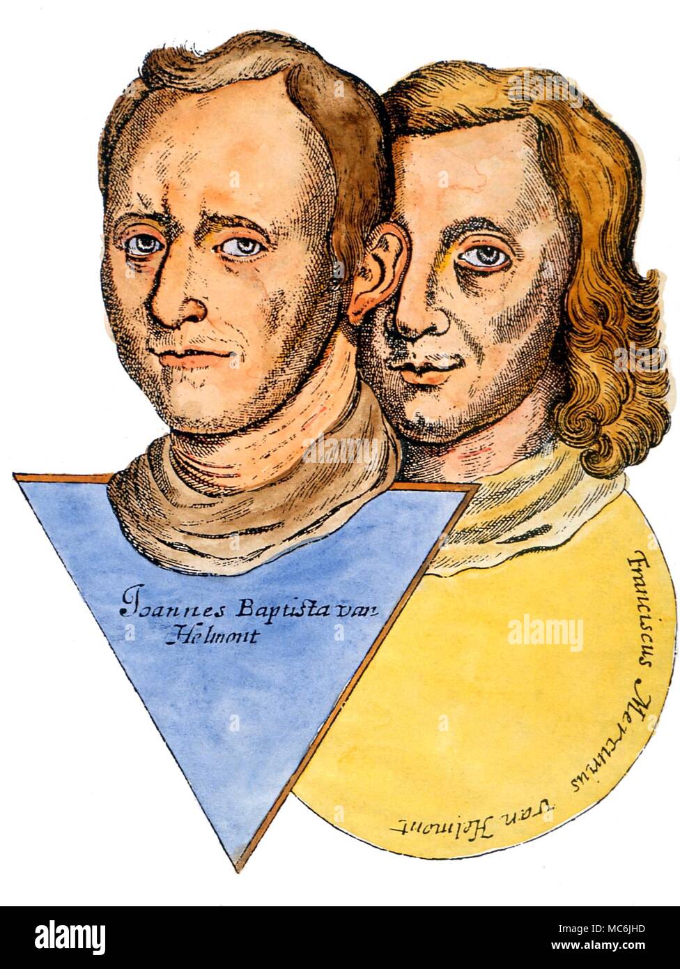 Okkultisten - DIE VAN HELMONTS. Francis Mercurius van Helmont (1618-1699) und sein Vater, Jean Baptist, (1577-1644), Rosenkreuzer und Alchemisten, dessen Lehre zutiefst aus dem 17. Jahrhundert Großbritannien beeinflusst Stockfoto