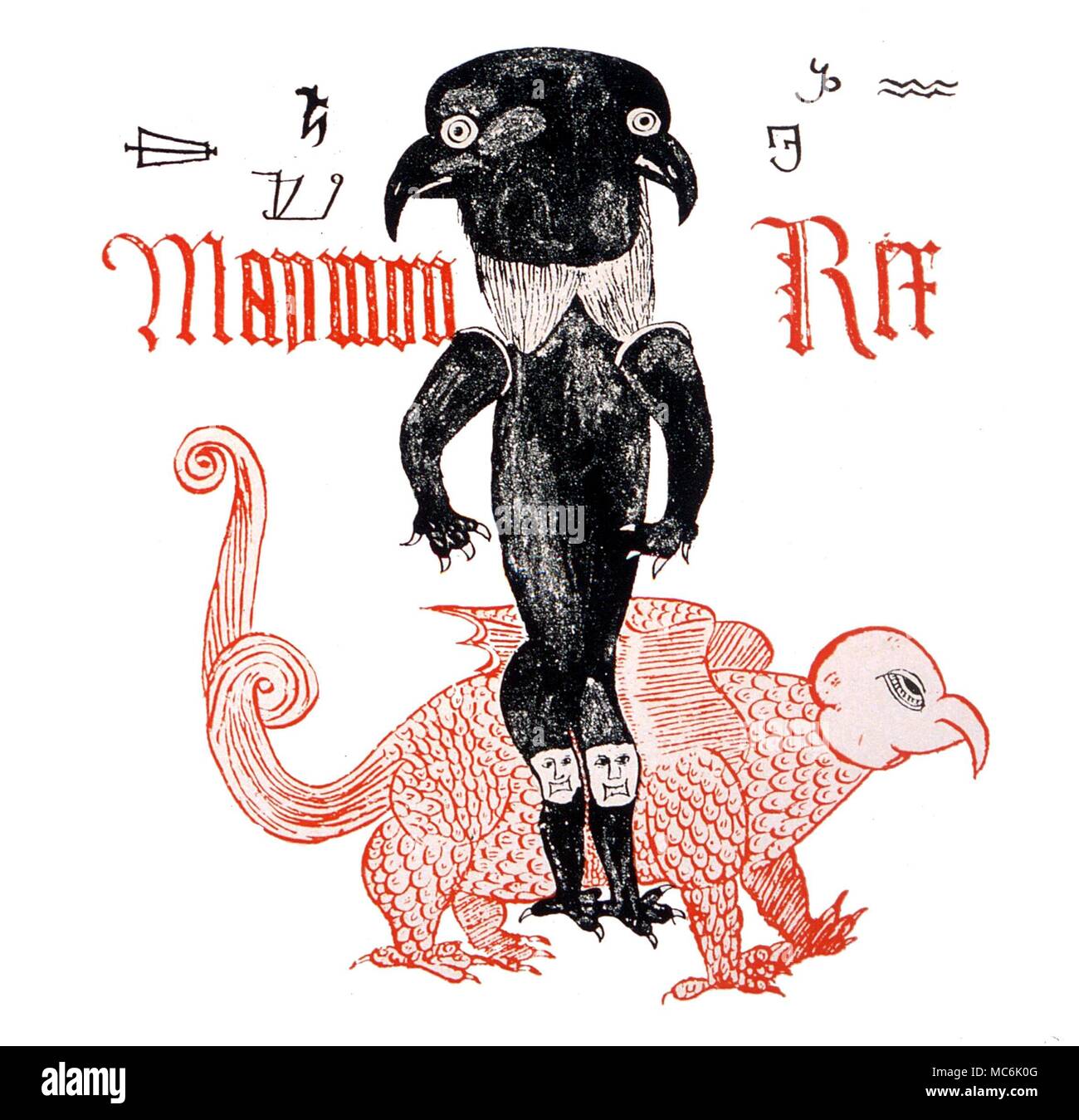Dämonen - MAYMON REX. Die 'Dämon King' Maymon, von einem Englischen grimoire von C1500. Maymon ist eine Korruption des 'MAmmon". Private Sammlung Stockfoto