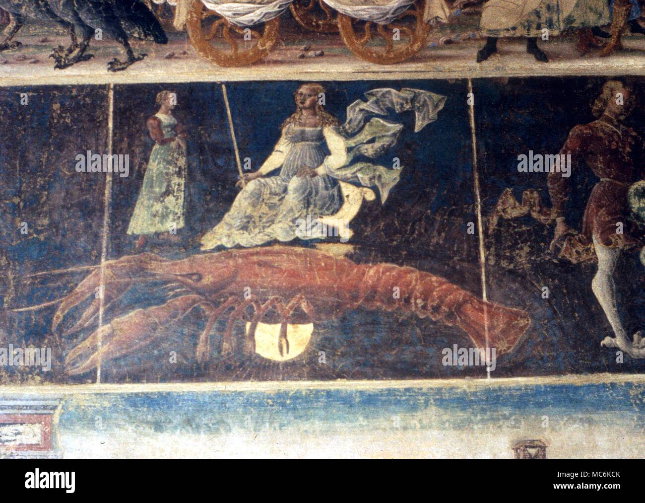 Italienische Astrologie Ferrara Krebs Tierkreiszeichen Bild von decanates Serie in der Schiffanoi Palace Ferrara Stockfoto