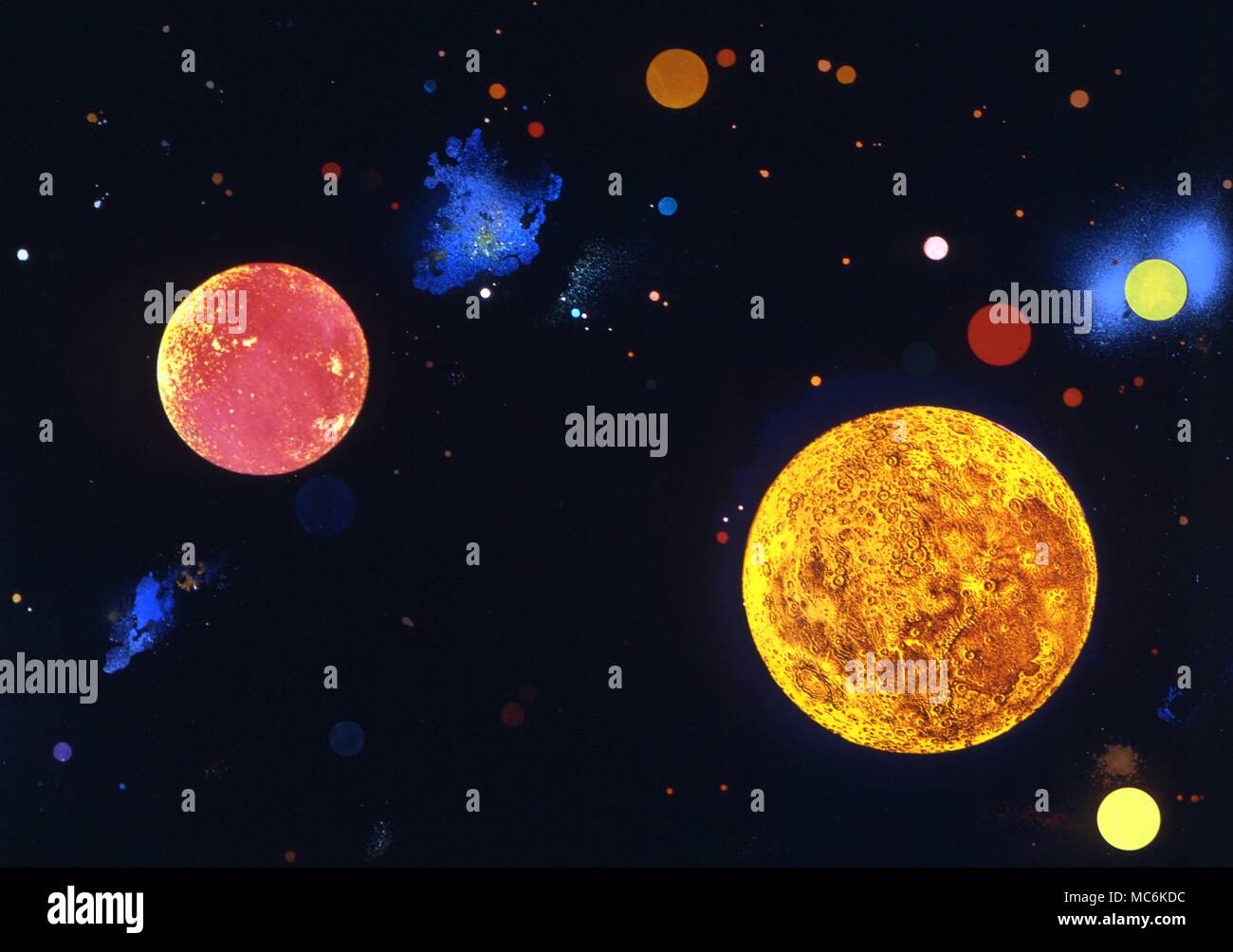Planeten Mond phantasievolle- und Planetenkarten Landschaft mit Mond Stockfoto