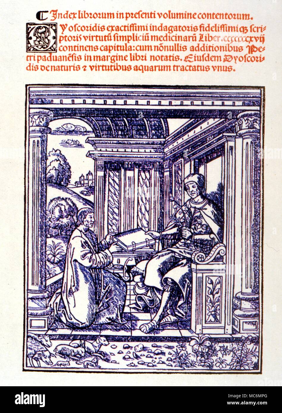 Medizinische. Die Titelseite der 1512 Ausgabe der Dioscorides 'De Natura Simplicium''' Stockfoto