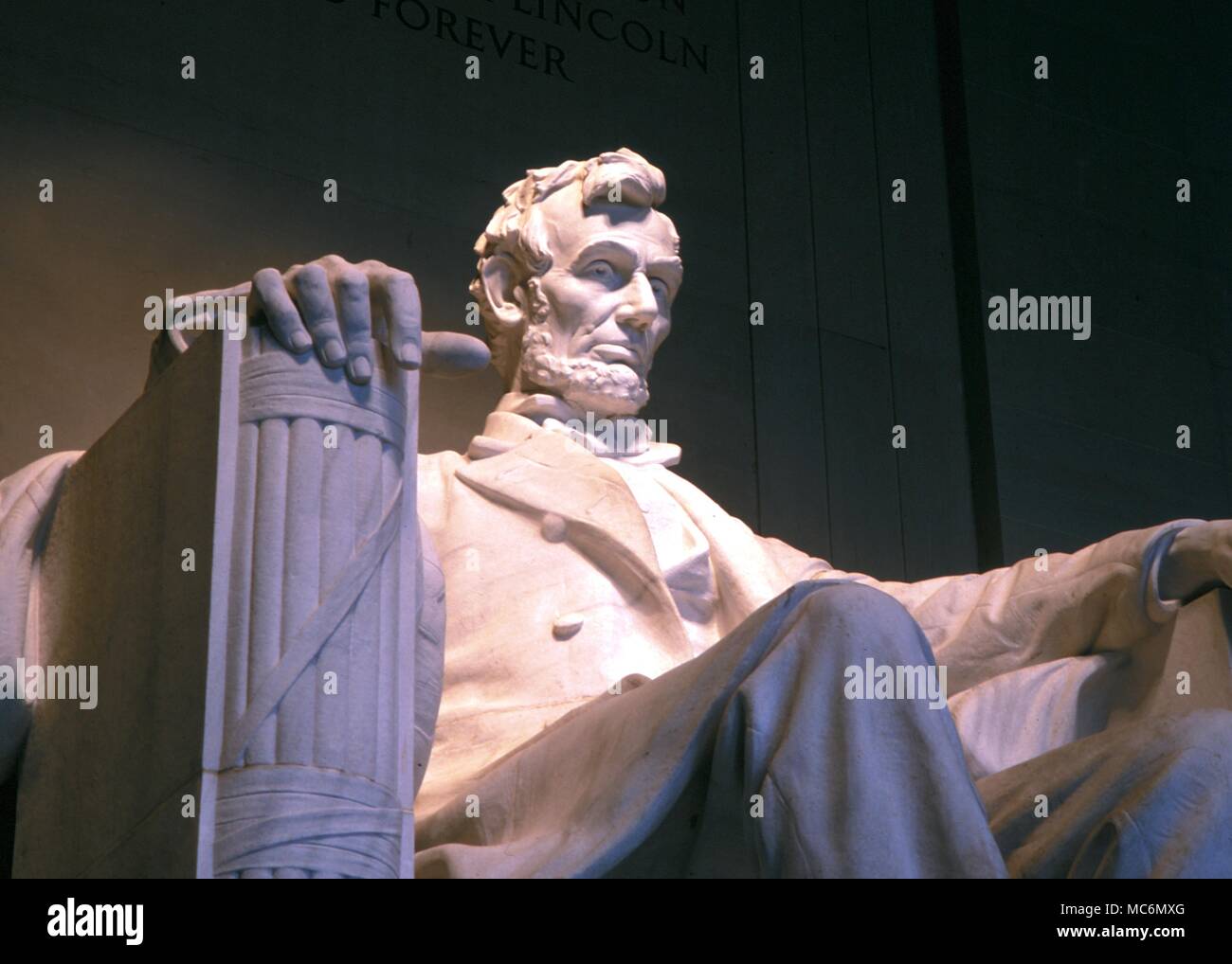 USA Washington DC Lincoln Memorial Daniel Chester French, dem führenden amerikanischen Bildhauer des Tages, erstellt die berühmte Statue von Lincoln Stockfoto