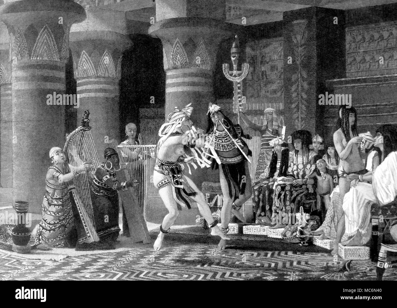 Ägyptische Mythologie Zeitvertreibe im Alten Ägypten Gemälde von Alma Tadema durch C W Sharpe nineteeth Century eingraviert Stockfoto