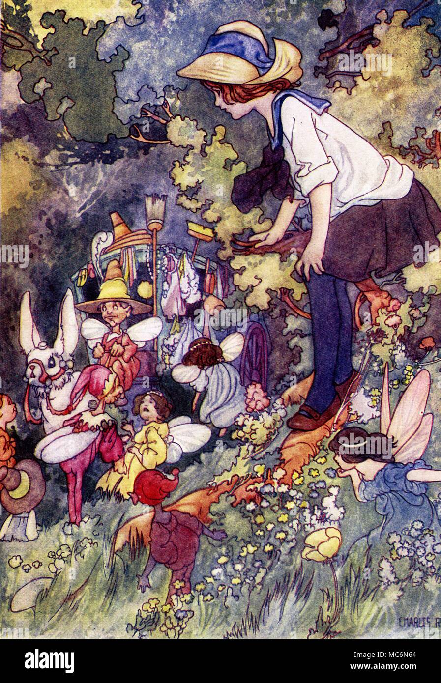 Märchen gibt es Feen am unteren Rand unserer Garten Abbildung von Charles Robinson für CECILY M Rutley faul Molly 1933 Edition Stockfoto