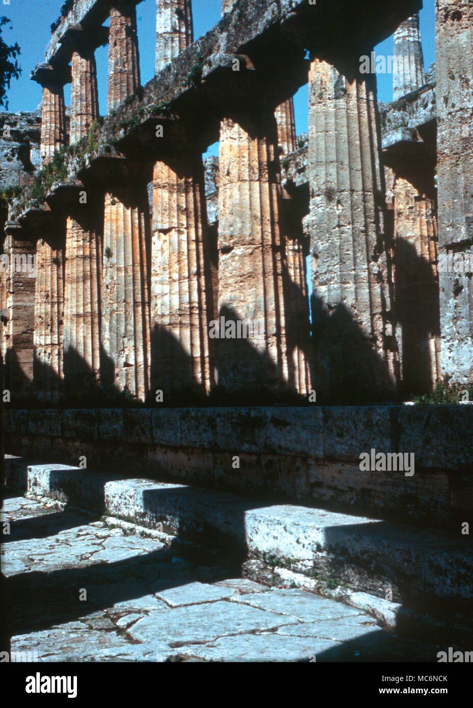 Italien Paestum griechischer Tempel des Neptun in Paestum in Süditalien Stockfoto