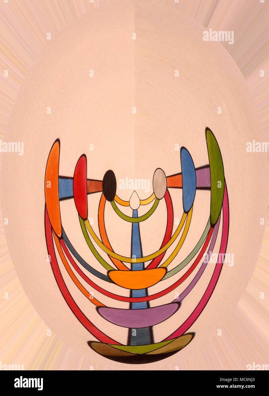 Farbige Darstellung der zehn Sephiroth und die 32 Pfade in der Phantasie Form dargestellt, auf der traditionelle Baum Bild basiert. Stockfoto