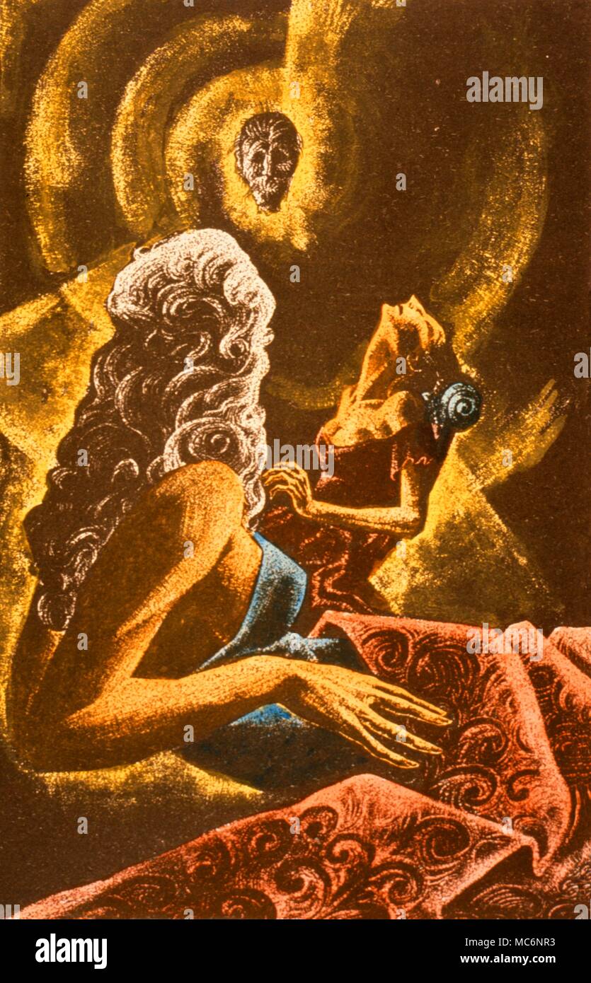 Seltene Abbildung b y Lynd Ward [Hand-farbigen] Wilkie Collins classic Ghost Story", "Haunted Hotel", die in der Ausgabe 1935. Stockfoto