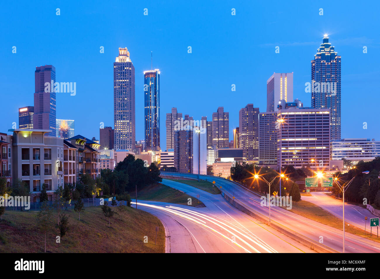 Downtown Skyline in der Morgendämmerung, Atlanta, Georgia, USA Stockfoto
