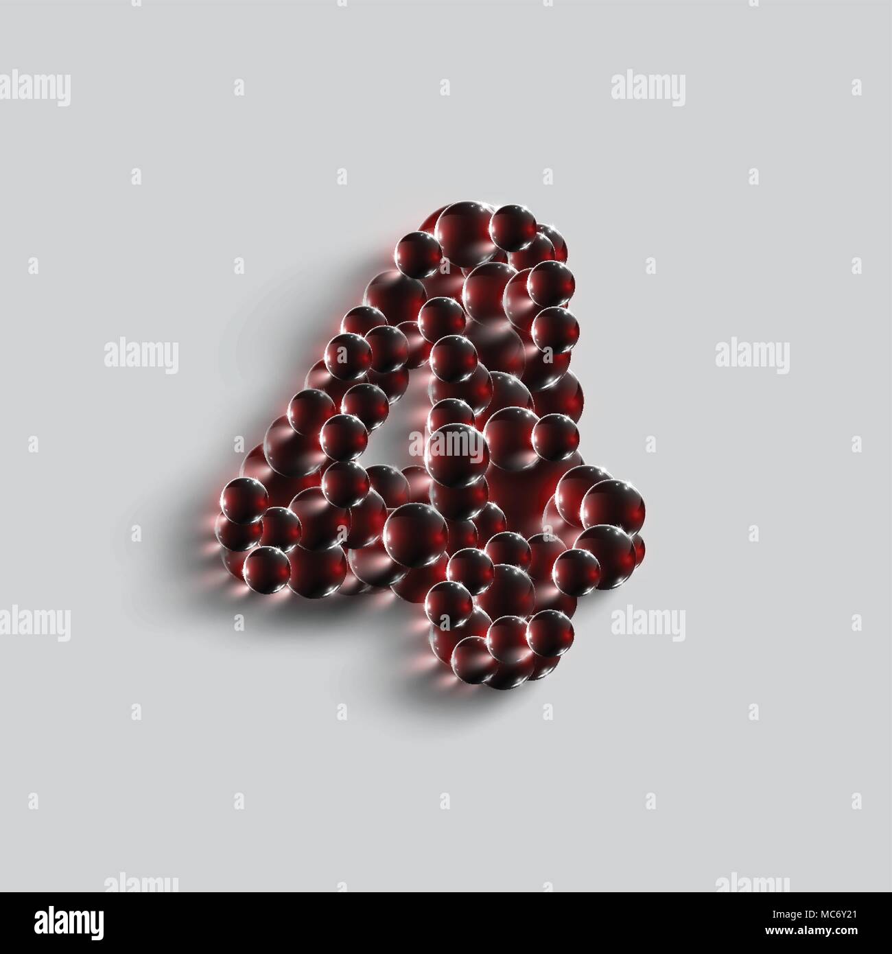 Eine Zahl, die von roten Kugeln, Vektor Stock Vektor