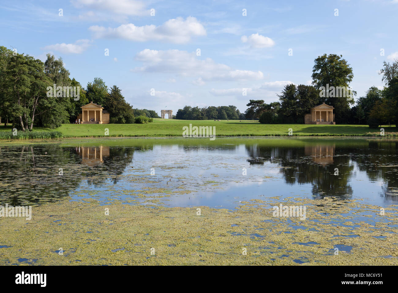 Der See Pavillons, Stowe Landscape Gardens, Stowe House, Buckinghamshire, England, Großbritannien Stockfoto