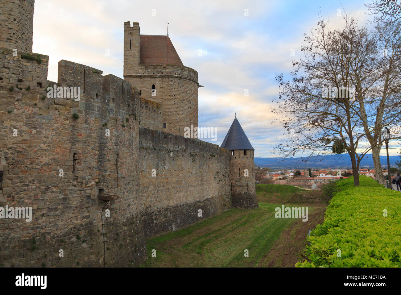 Die Zitadelle in Carcassonne, eine mittelalterliche Festung im französischen Departement Aude Stockfoto