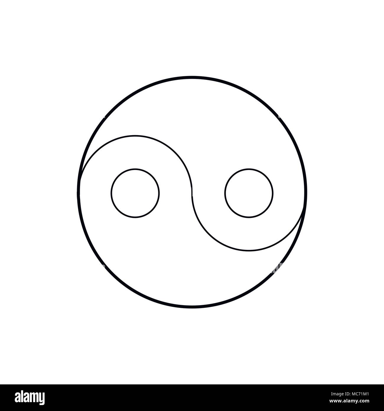 Yin Yang Symbol, outline Style Stock Vektor