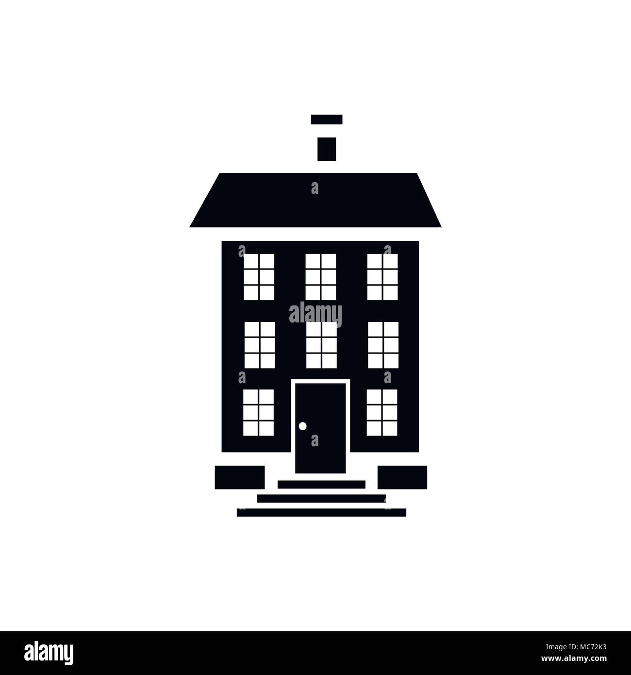 Dreistöckiges Haus-Symbol, einfachen Stil Stock Vektor