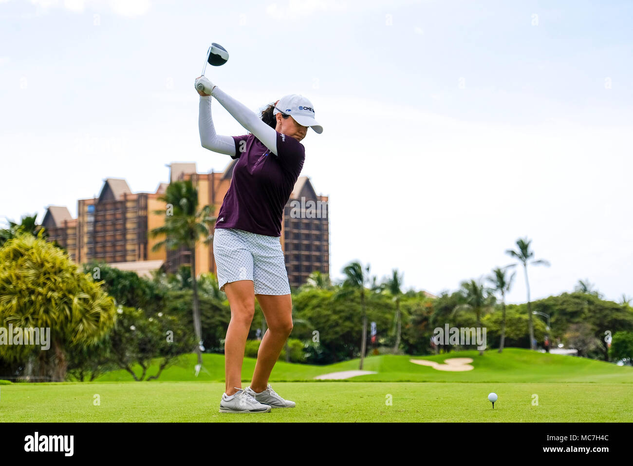 April 13, 2018 - Mo Martin schlägt ihren Abschlag auf dem 10 Loch während der dritten Runde der Lotte Meisterschaft durch Hershey dargestellt an Ko Olina Golf Club in Kapolei, HI Stockfoto